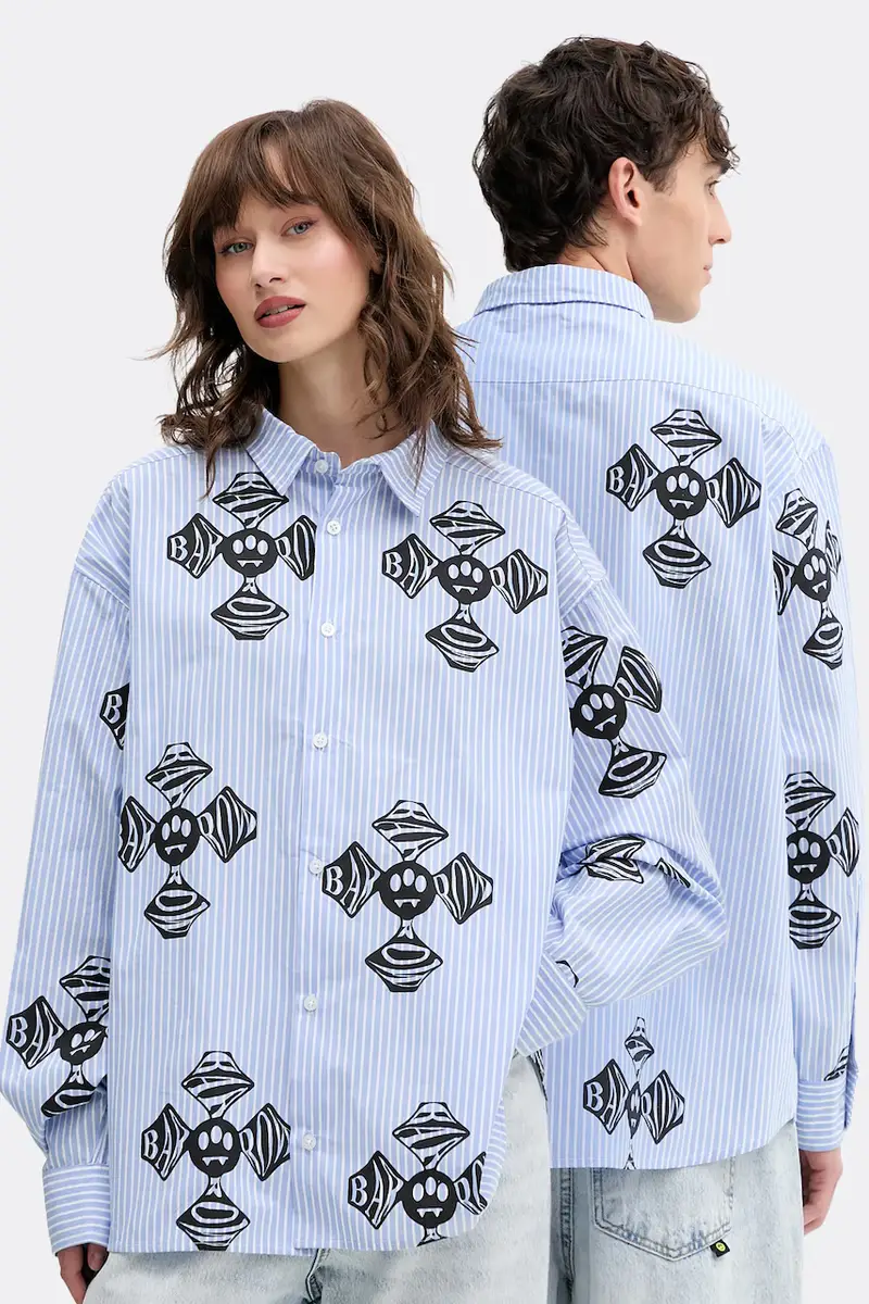 camicia in cotone colore blu F5BWUASI062