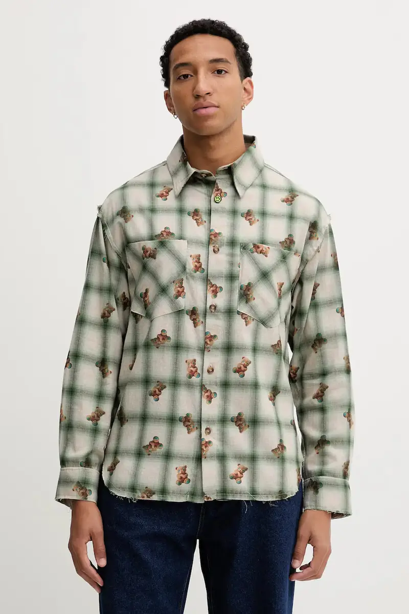 camicia in cotone colore verde F5BWUASI050 miniatura 2