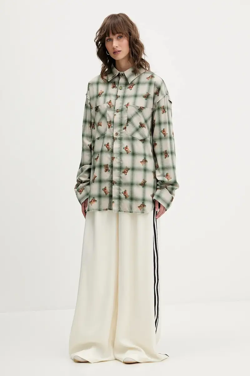 camicia in cotone colore verde F5BWUASI050 miniatura 5