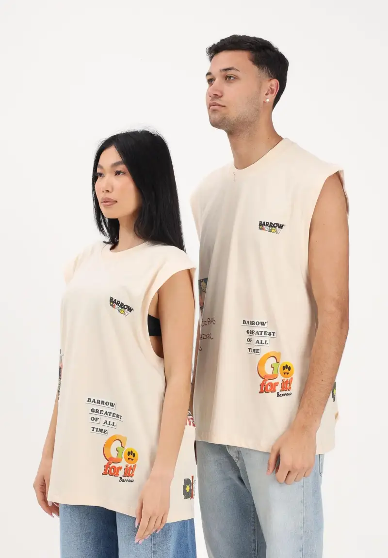 Canotta crema per uomo e donna con stampe