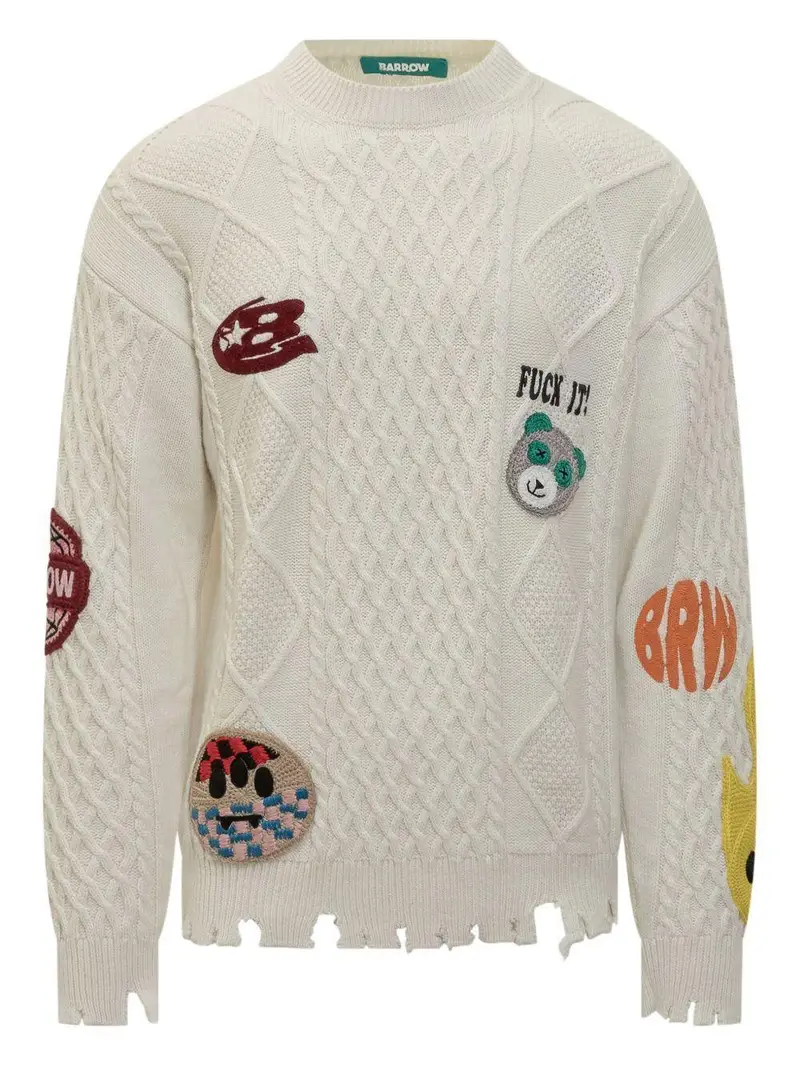 Barrow Maglione Crema con Ricami