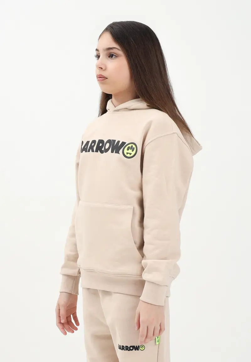 BARROW Felpa con cappuccio beige per donna, ragazzi e bambini rifinita da stampa logo miniatura 3