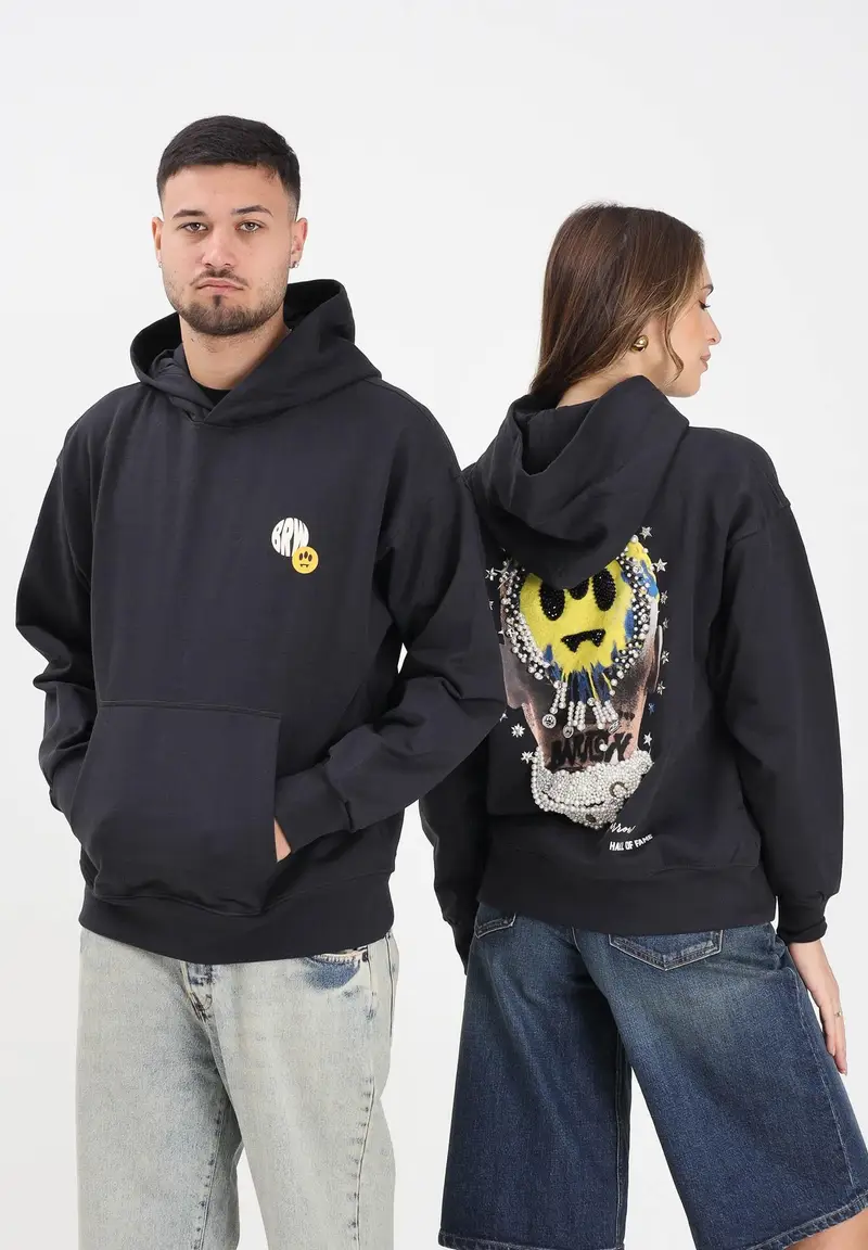 Felpa con cappuccio grigia per uomo e donna caratterizzata da maxi stampa sul retro miniatura 2