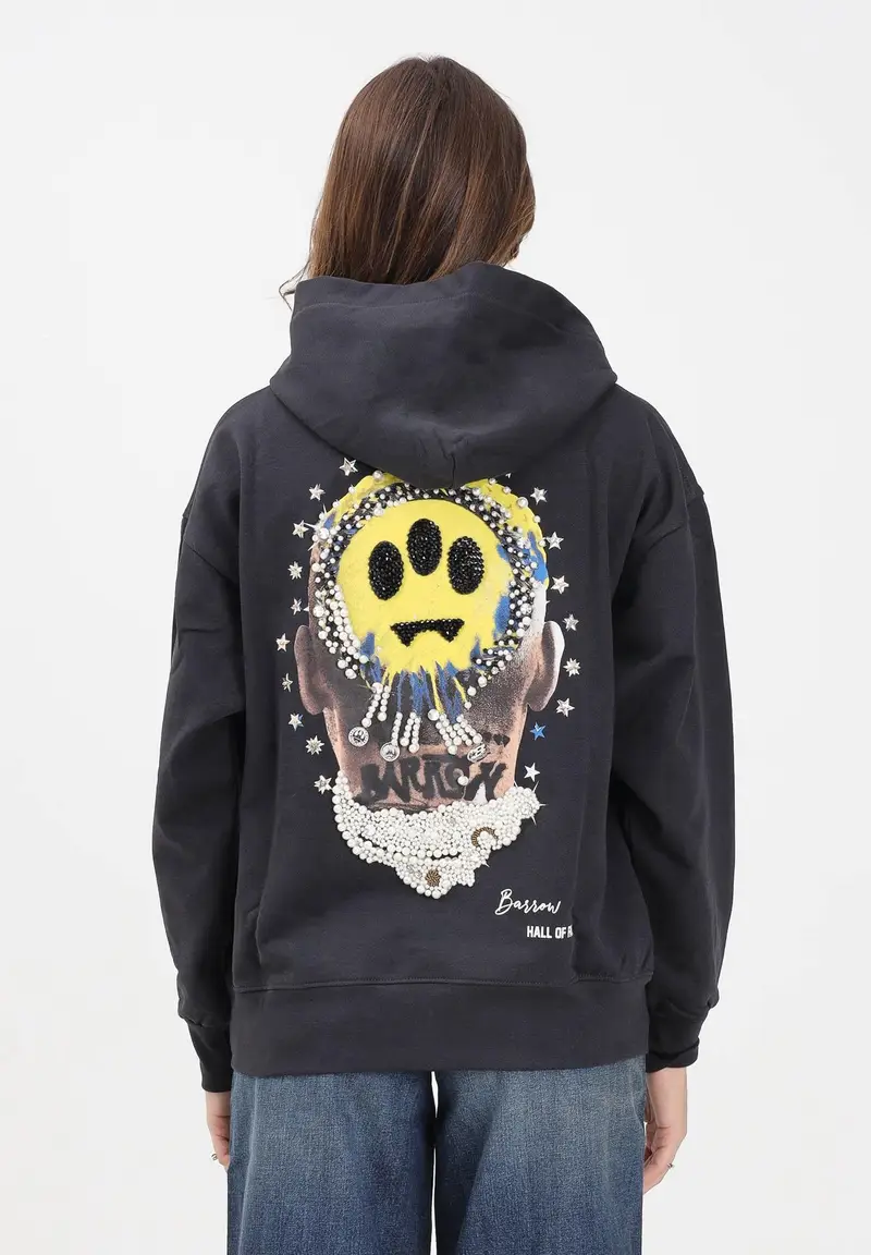 Felpa con cappuccio grigia per uomo e donna caratterizzata da maxi stampa sul retro miniatura 3