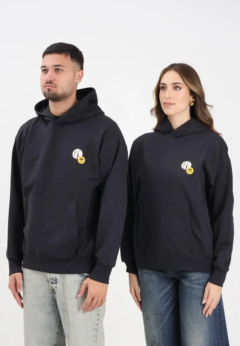 Felpa con cappuccio grigia per uomo e donna caratterizzata da maxi stampa sul retro