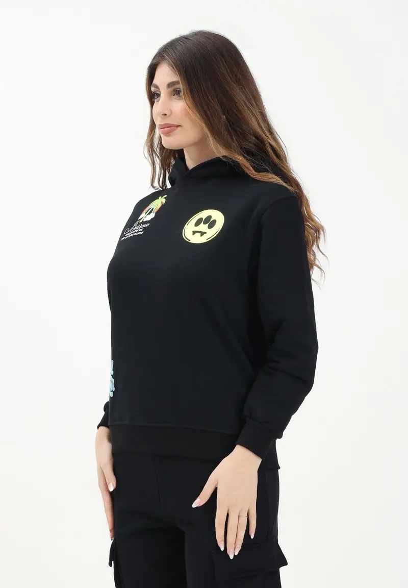 BARROW Felpa con cappuccio nera per donna, ragazzi e bambini caratterizzata da varie stampe