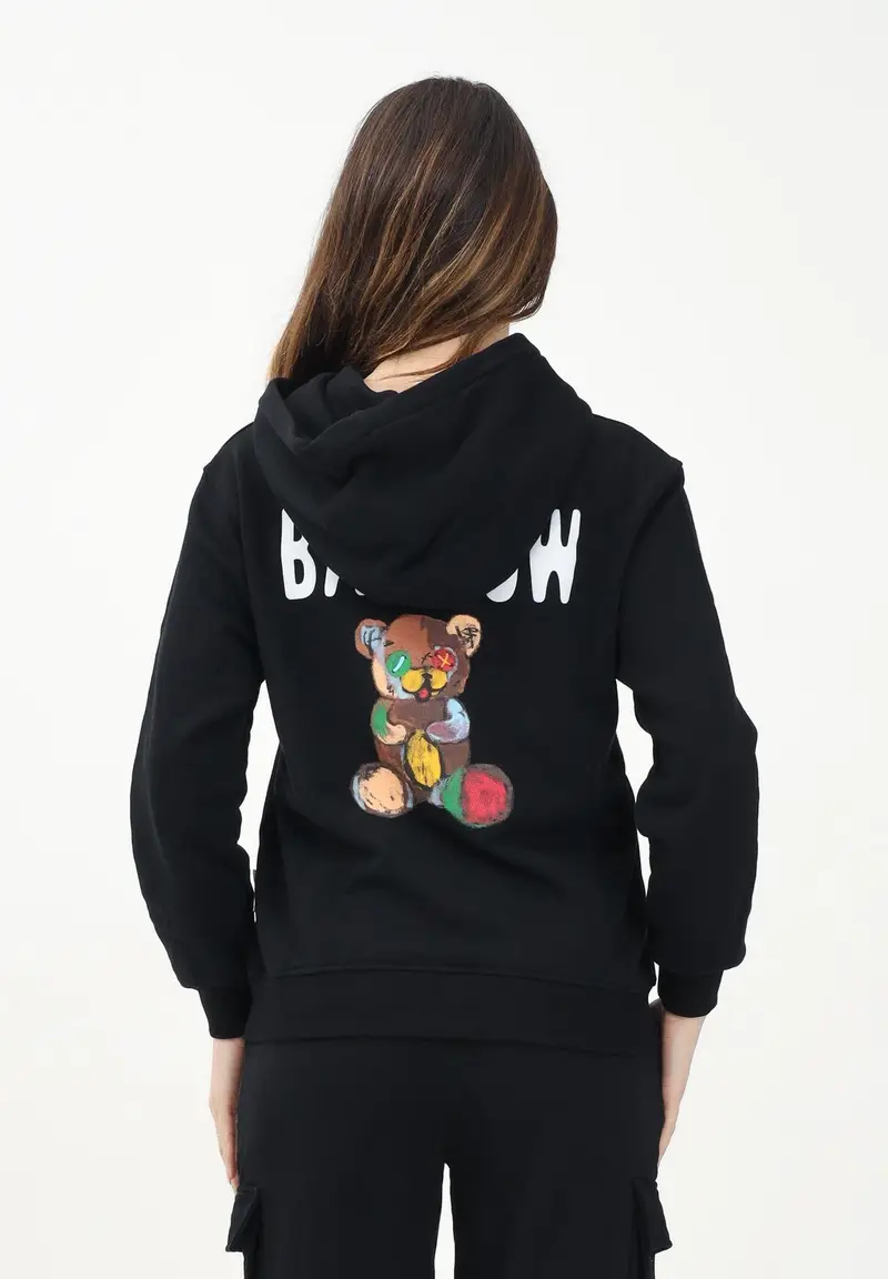 BARROW Felpa con cappuccio nera per donna, ragazzi e bambini caratterizzata da varie stampe miniatura 2