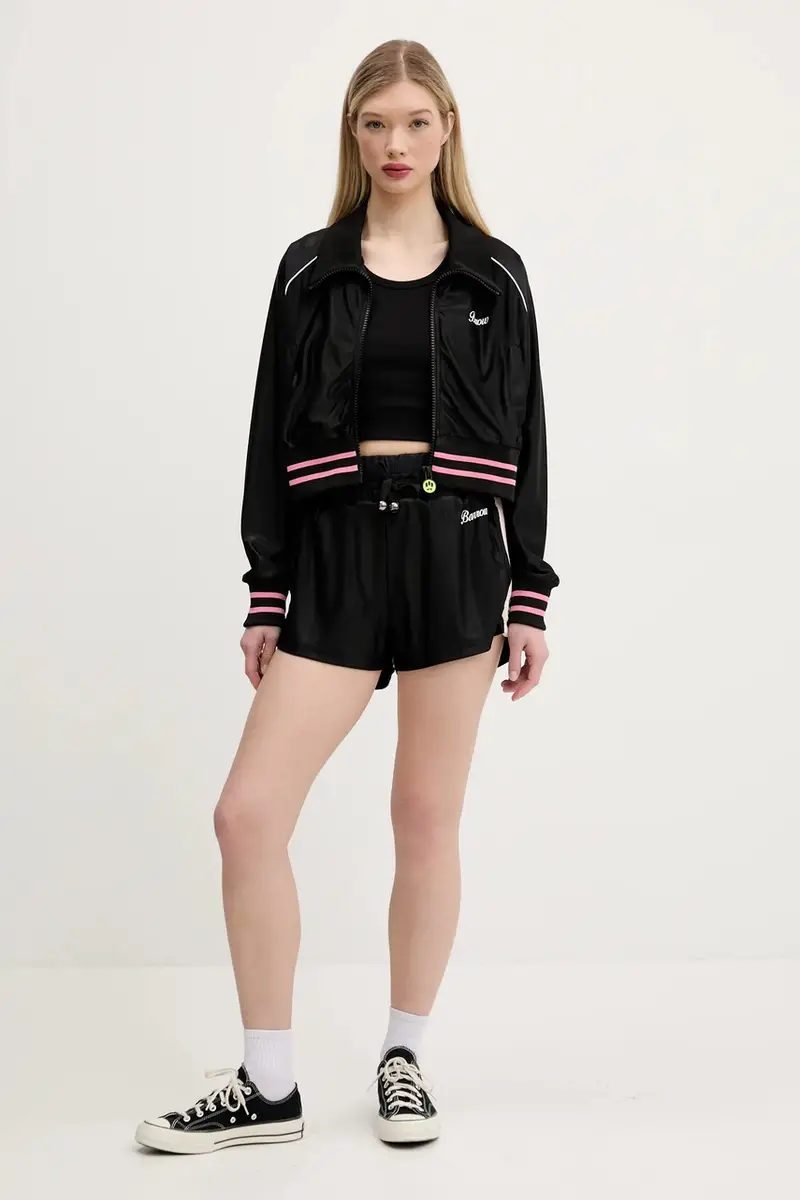 felpa donna colore nero con applicazione S5BWWOBO113 miniatura 2