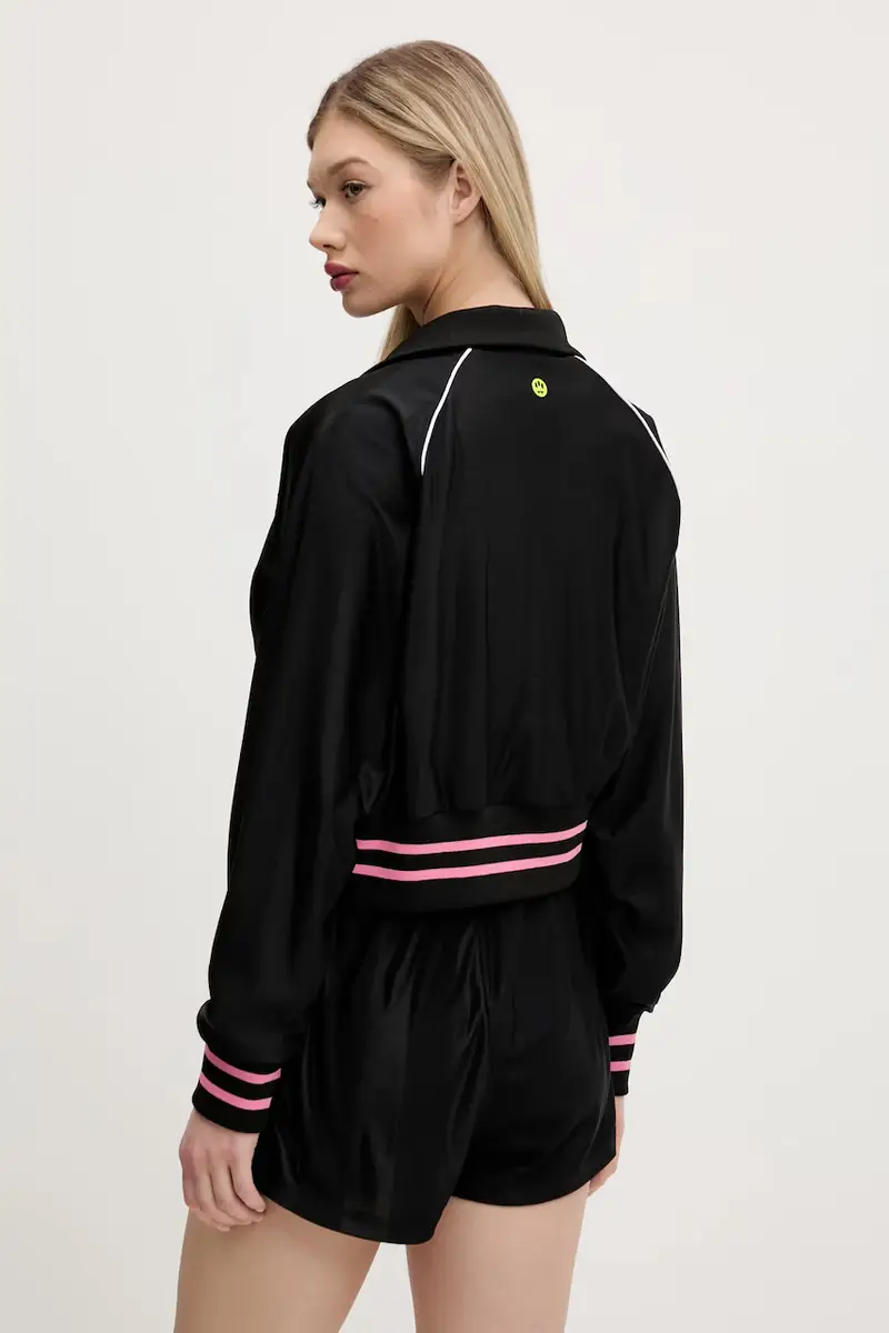 felpa donna colore nero con applicazione S5BWWOBO113 miniatura 3