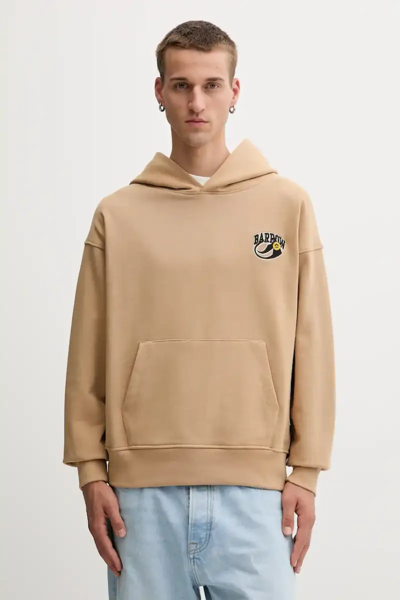 felpa in cotone colore beige con cappuccio F5BWUAHS051 miniatura 2