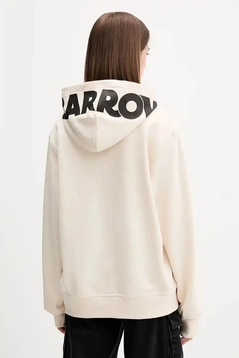 felpa in cotone colore beige con cappuccio F5BWUAHS058 miniatura 3