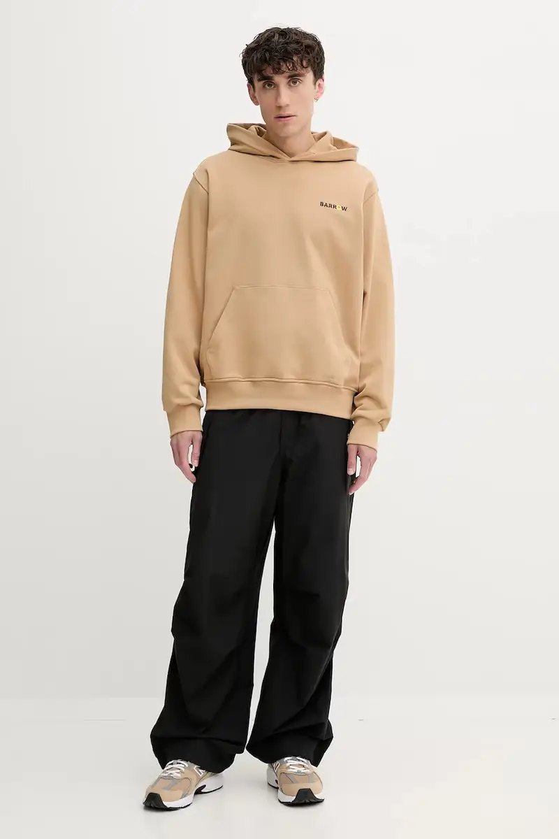 felpa in cotone colore beige con cappuccio F5BWUAHS126 miniatura 2