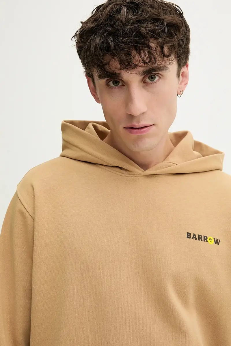 felpa in cotone colore beige con cappuccio F5BWUAHS126 miniatura 5