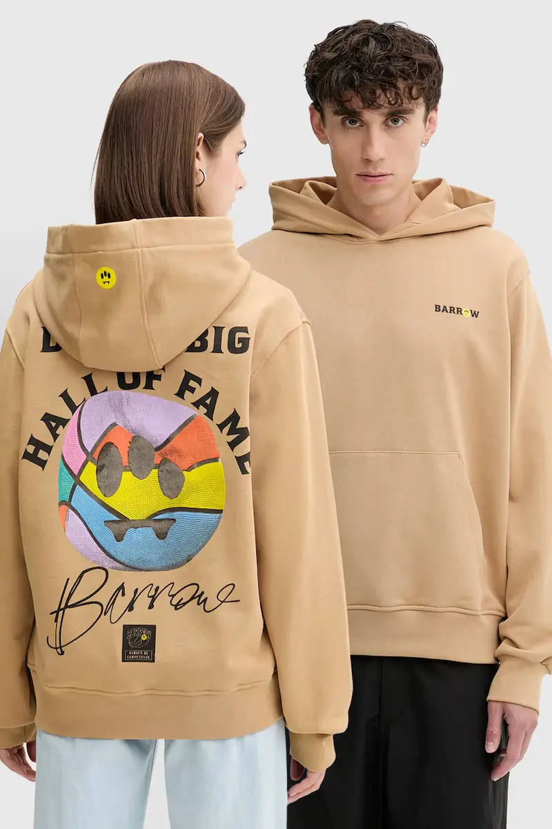 felpa in cotone colore beige con cappuccio F5BWUAHS126