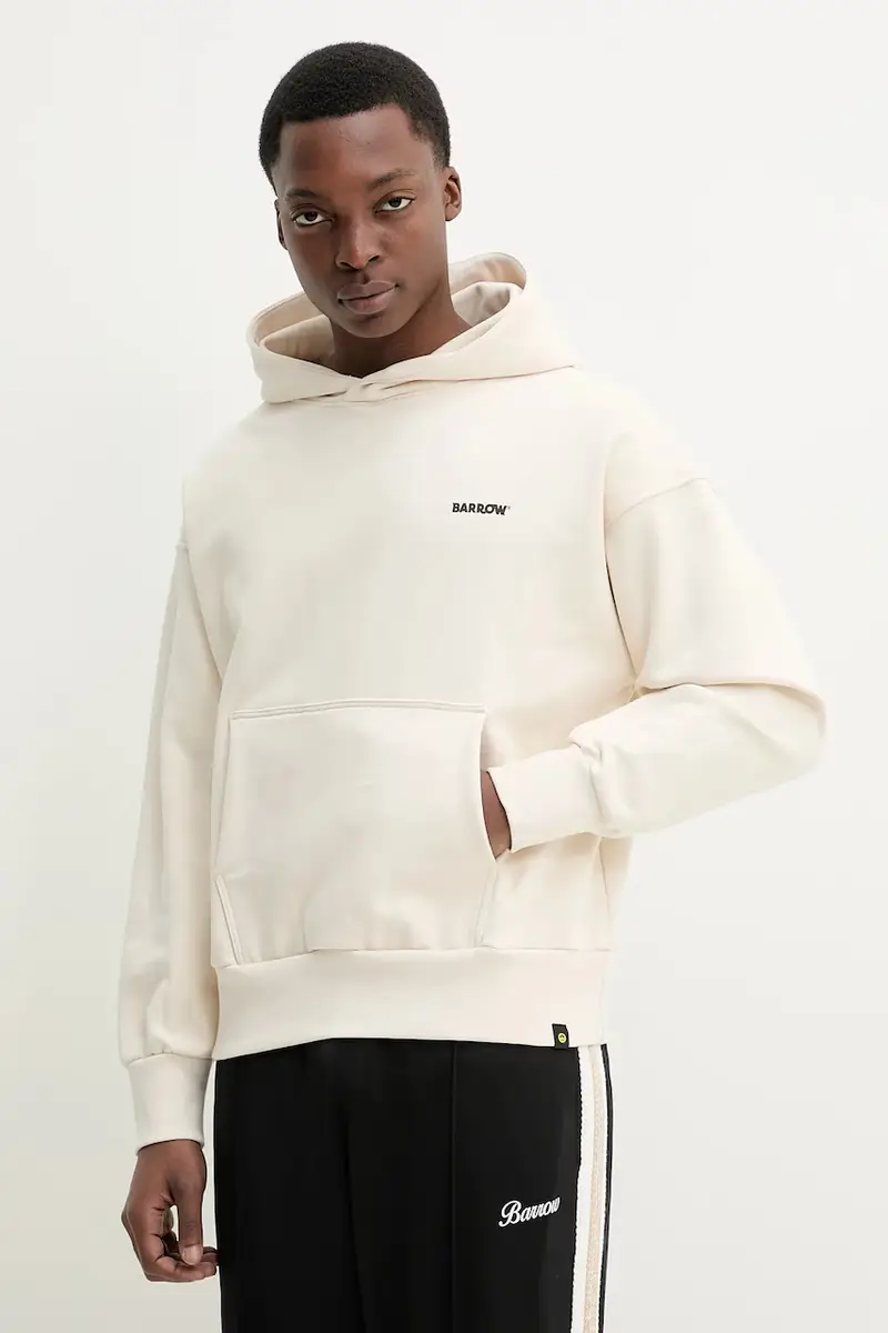 felpa in cotone colore beige con cappuccio S5BWUAHS083 miniatura 2