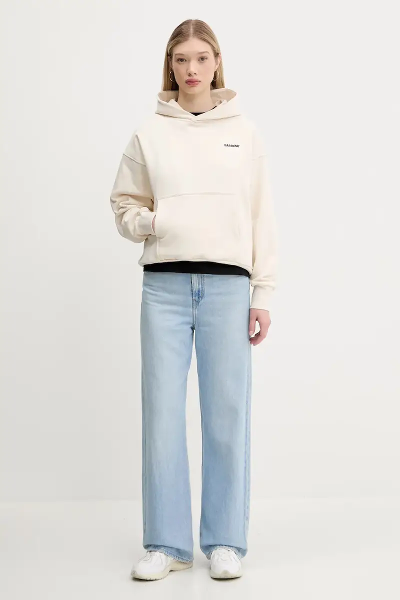 felpa in cotone colore beige con cappuccio S5BWUAHS083 miniatura 5