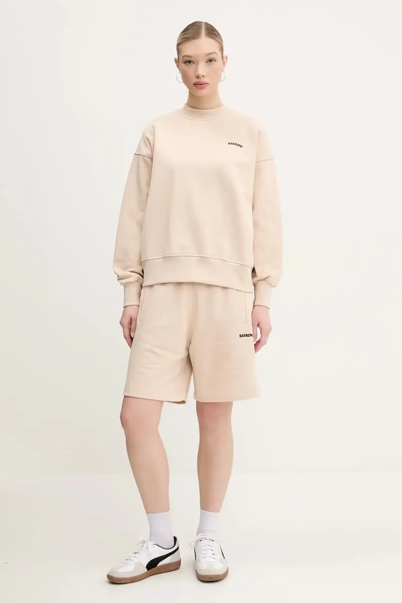 felpa in cotone colore beige S5BWUASW080 miniatura 3