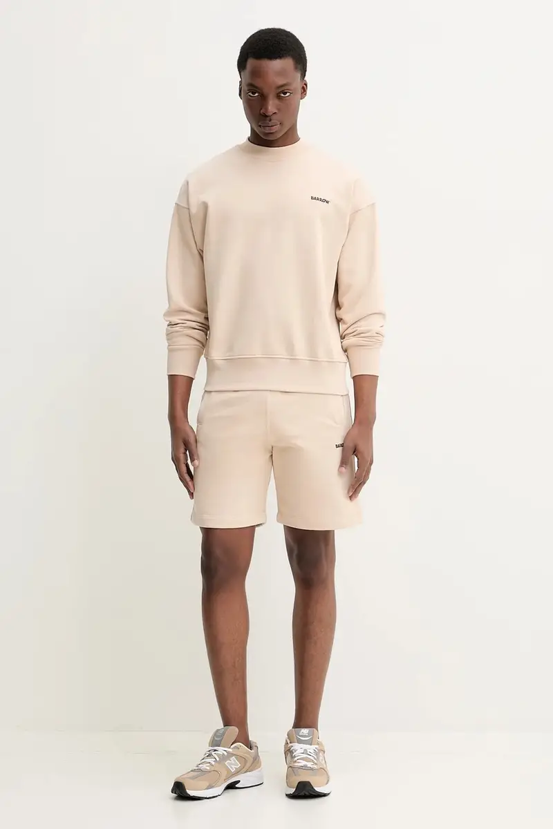 felpa in cotone colore beige S5BWUASW080 miniatura 4