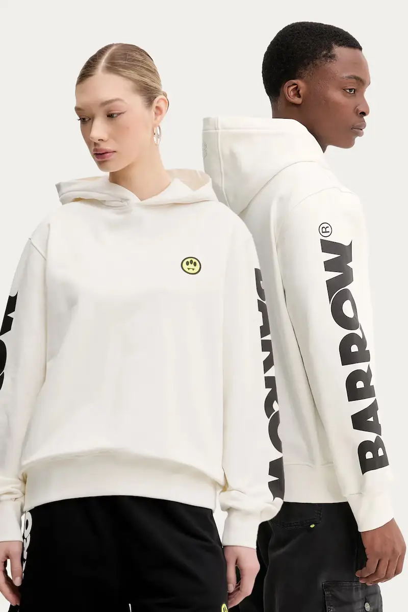 felpa in cotone colore bianco con cappuccio S5BWUAHS086