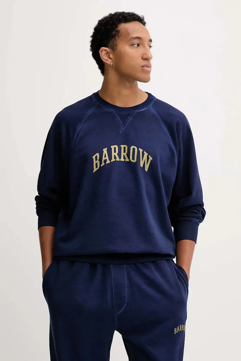 felpa in cotone colore blu navy F5BWUASW026 miniatura 2