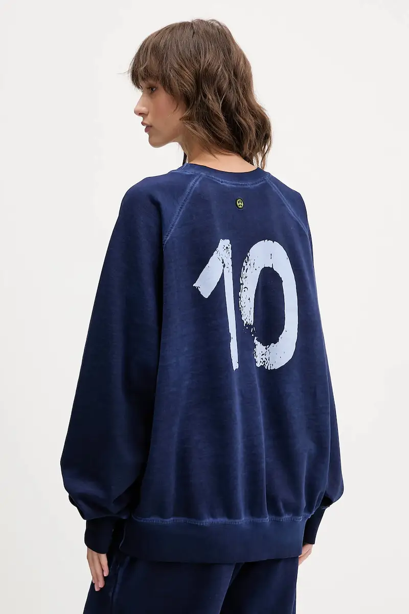 felpa in cotone colore blu navy F5BWUASW026 miniatura 3