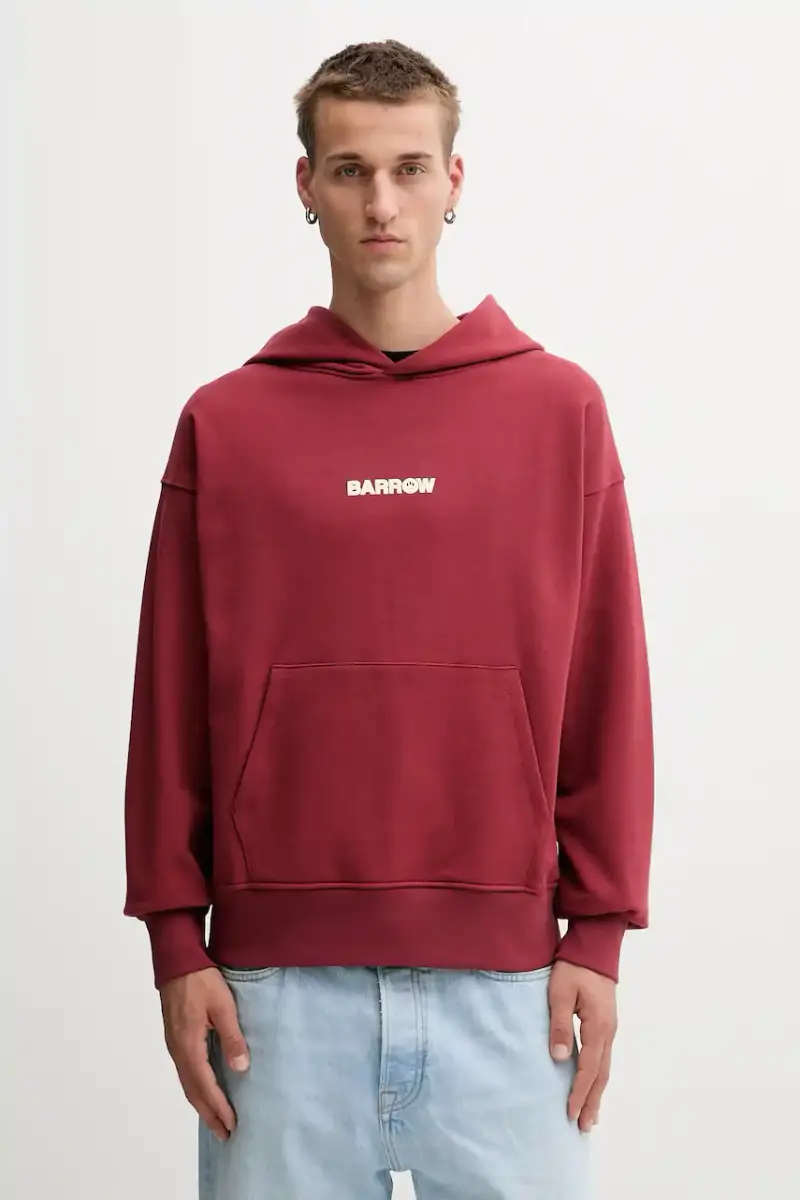 felpa in cotone colore granata con cappuccio F5BWUAHS047 miniatura 3