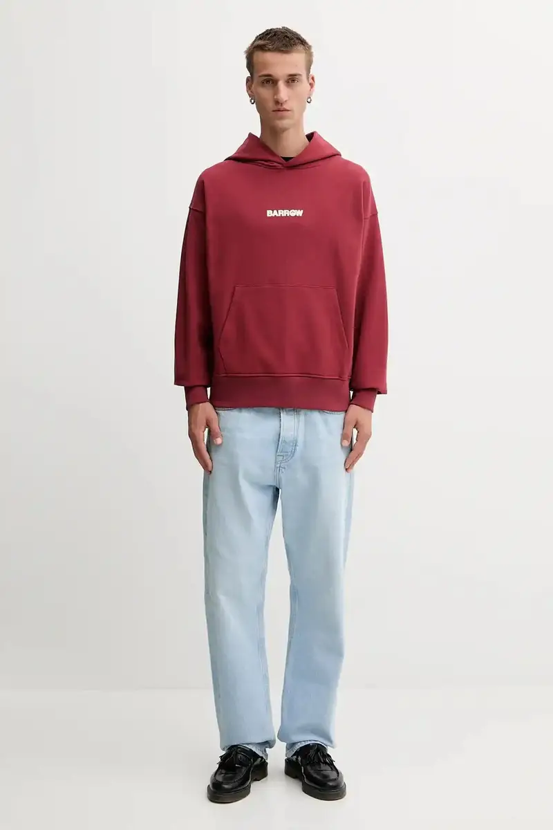 felpa in cotone colore granata con cappuccio F5BWUAHS047 miniatura 4