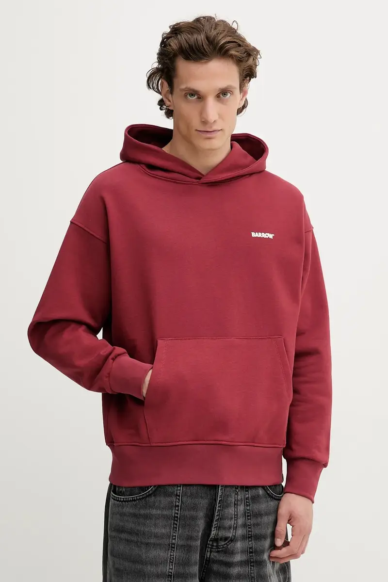 felpa in cotone colore granata con cappuccio F5BWUAHS068 miniatura 2