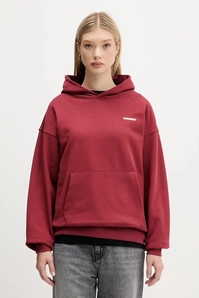 felpa in cotone colore granata con cappuccio F5BWUAHS068 miniatura 3