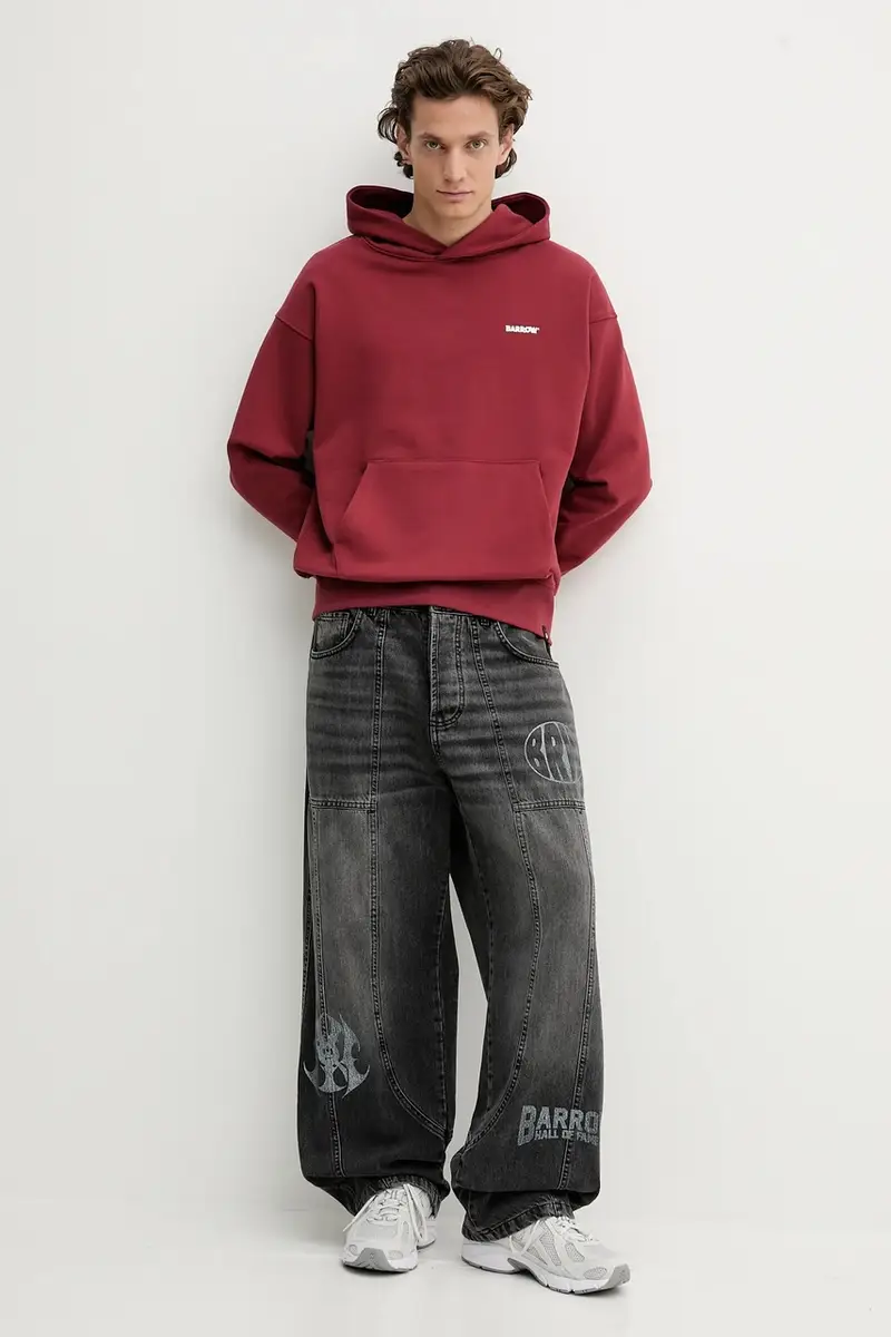 felpa in cotone colore granata con cappuccio F5BWUAHS068 miniatura 4