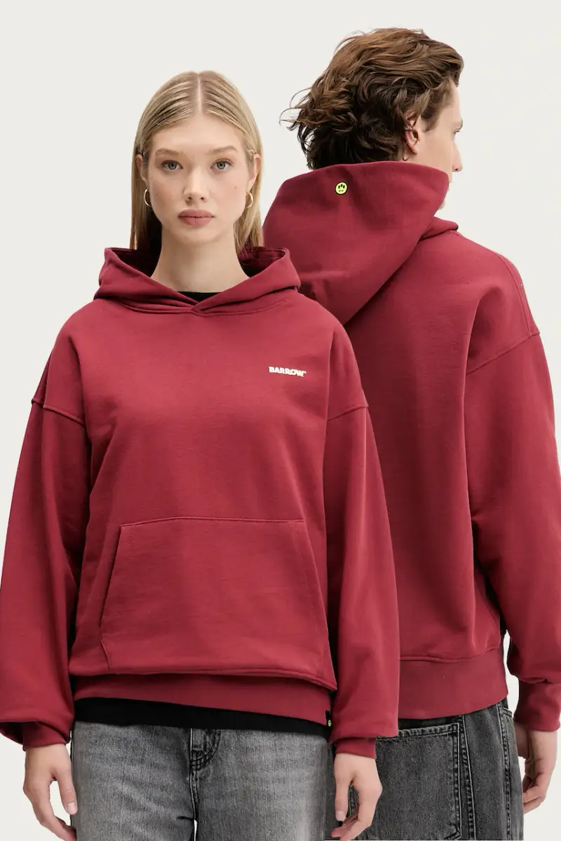 felpa in cotone colore granata con cappuccio F5BWUAHS068