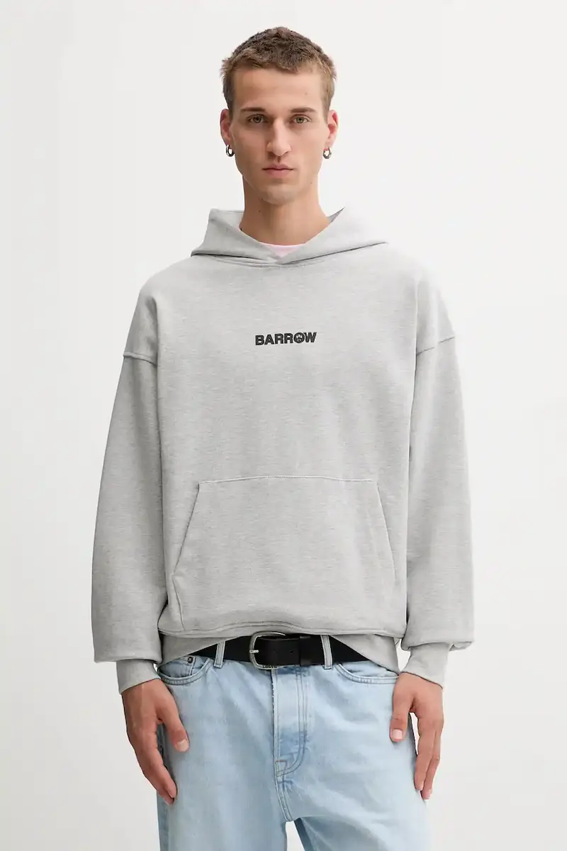 felpa in cotone colore grigio con cappuccio F5BWUAHS047 miniatura 2