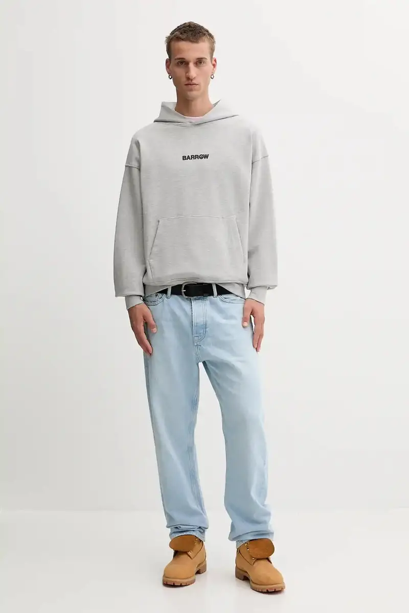 felpa in cotone colore grigio con cappuccio F5BWUAHS047 miniatura 4