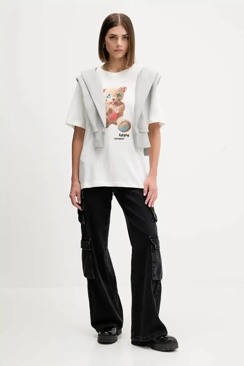 felpa in cotone colore grigio con cappuccio F5BWUAHS047 miniatura 5