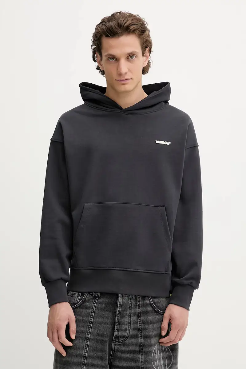 felpa in cotone colore grigio con cappuccio F5BWUAHS068 miniatura 2