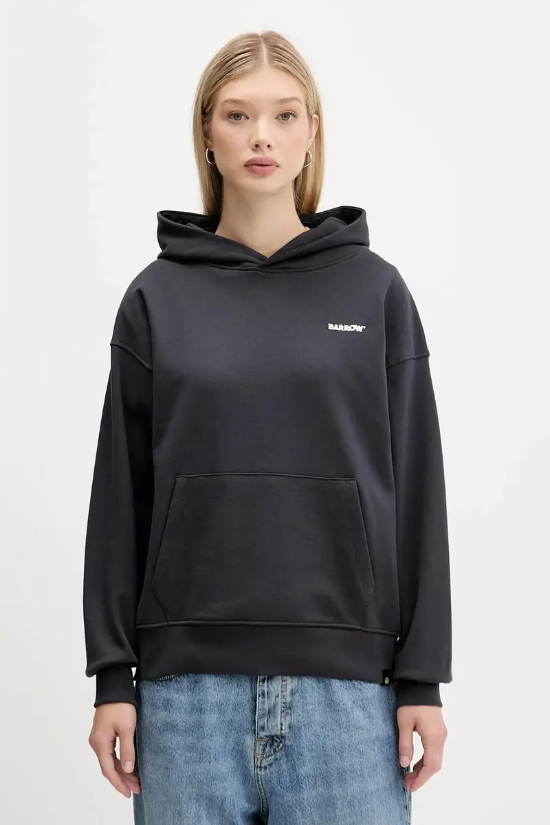 felpa in cotone colore grigio con cappuccio F5BWUAHS068 miniatura 3