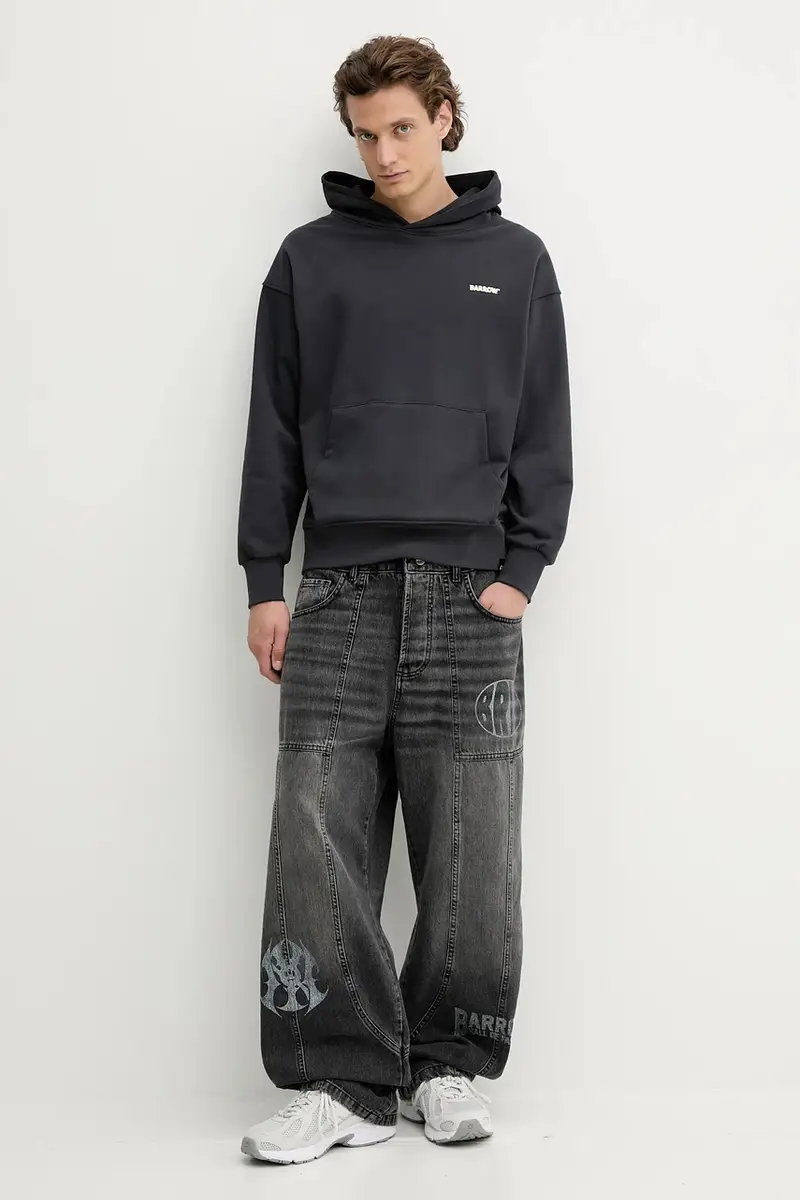 felpa in cotone colore grigio con cappuccio F5BWUAHS068 miniatura 4