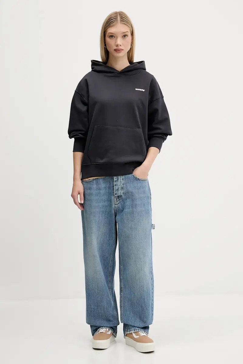 felpa in cotone colore grigio con cappuccio F5BWUAHS068 miniatura 5