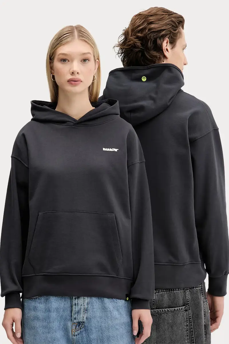 felpa in cotone colore grigio con cappuccio F5BWUAHS068