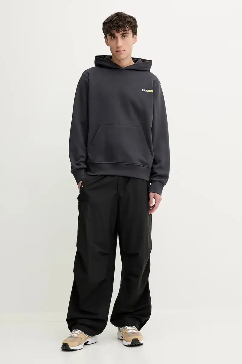 felpa in cotone colore grigio con cappuccio F5BWUAHS126 miniatura 2