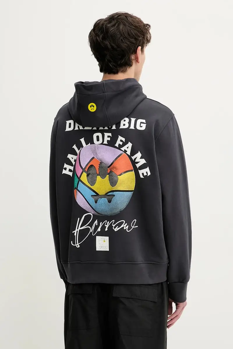 felpa in cotone colore grigio con cappuccio F5BWUAHS126 miniatura 4