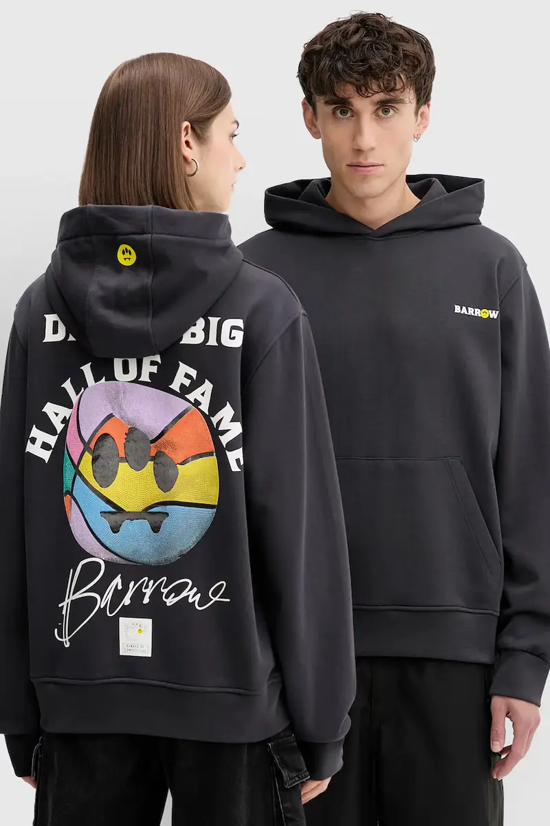 felpa in cotone colore grigio con cappuccio F5BWUAHS126