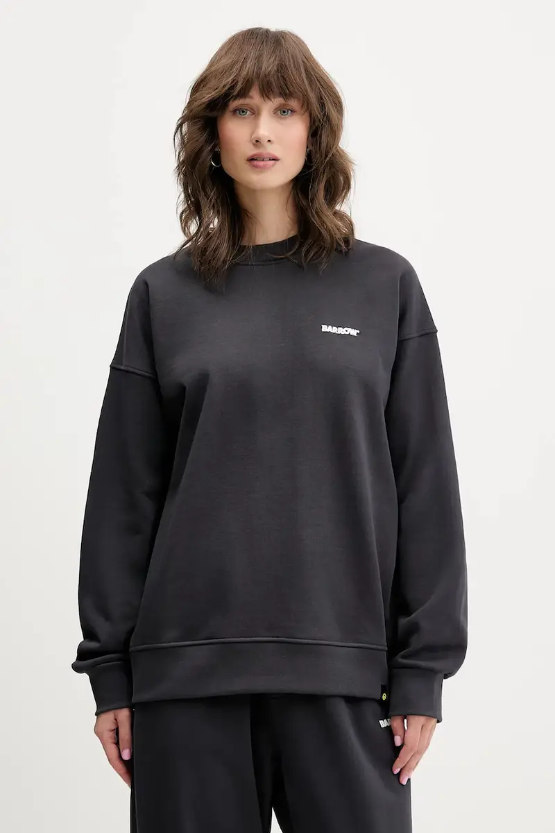 felpa in cotone colore grigio F5BWUASW069 miniatura 3