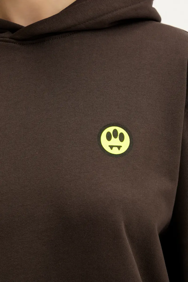 felpa in cotone colore marrone con cappuccio F5BWUAHS058 miniatura 5