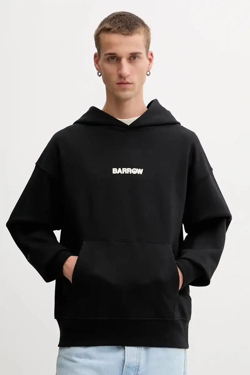 felpa in cotone colore nero con cappuccio F5BWUAHS047 miniatura 2