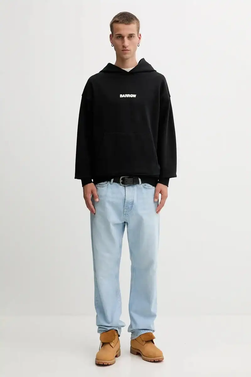 felpa in cotone colore nero con cappuccio F5BWUAHS047 miniatura 4