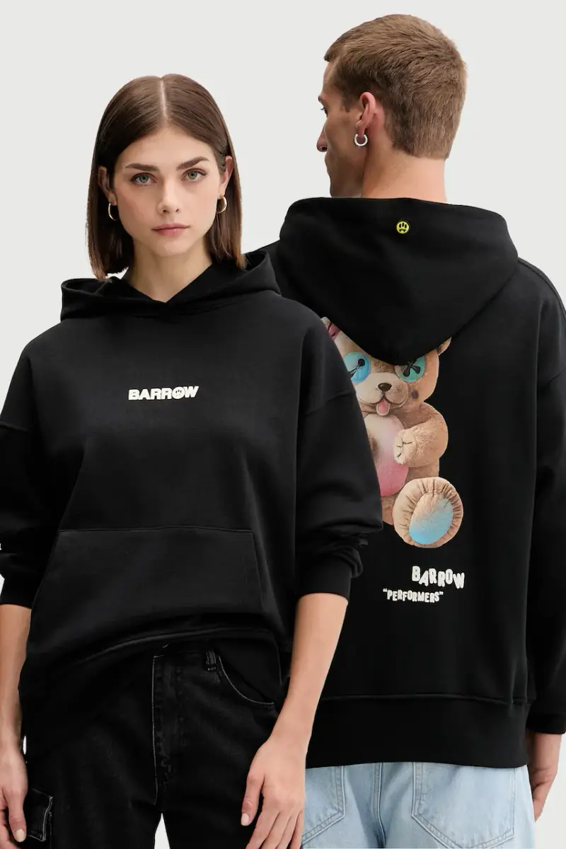 felpa in cotone colore nero con cappuccio F5BWUAHS047