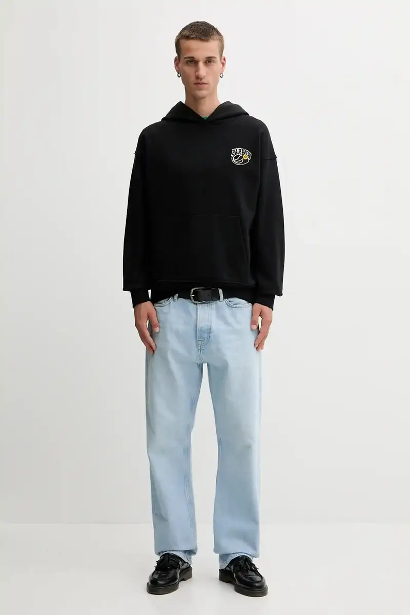 felpa in cotone colore nero con cappuccio F5BWUAHS051 miniatura 4