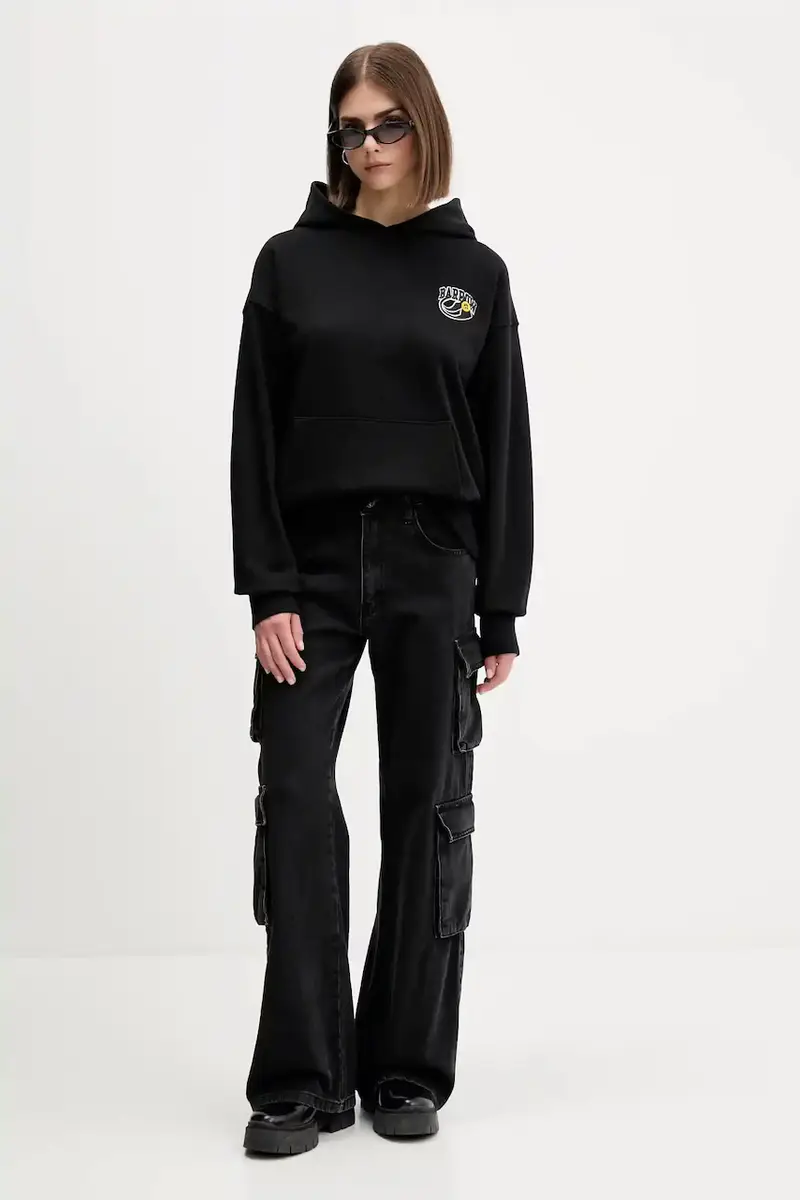 felpa in cotone colore nero con cappuccio F5BWUAHS051 miniatura 5