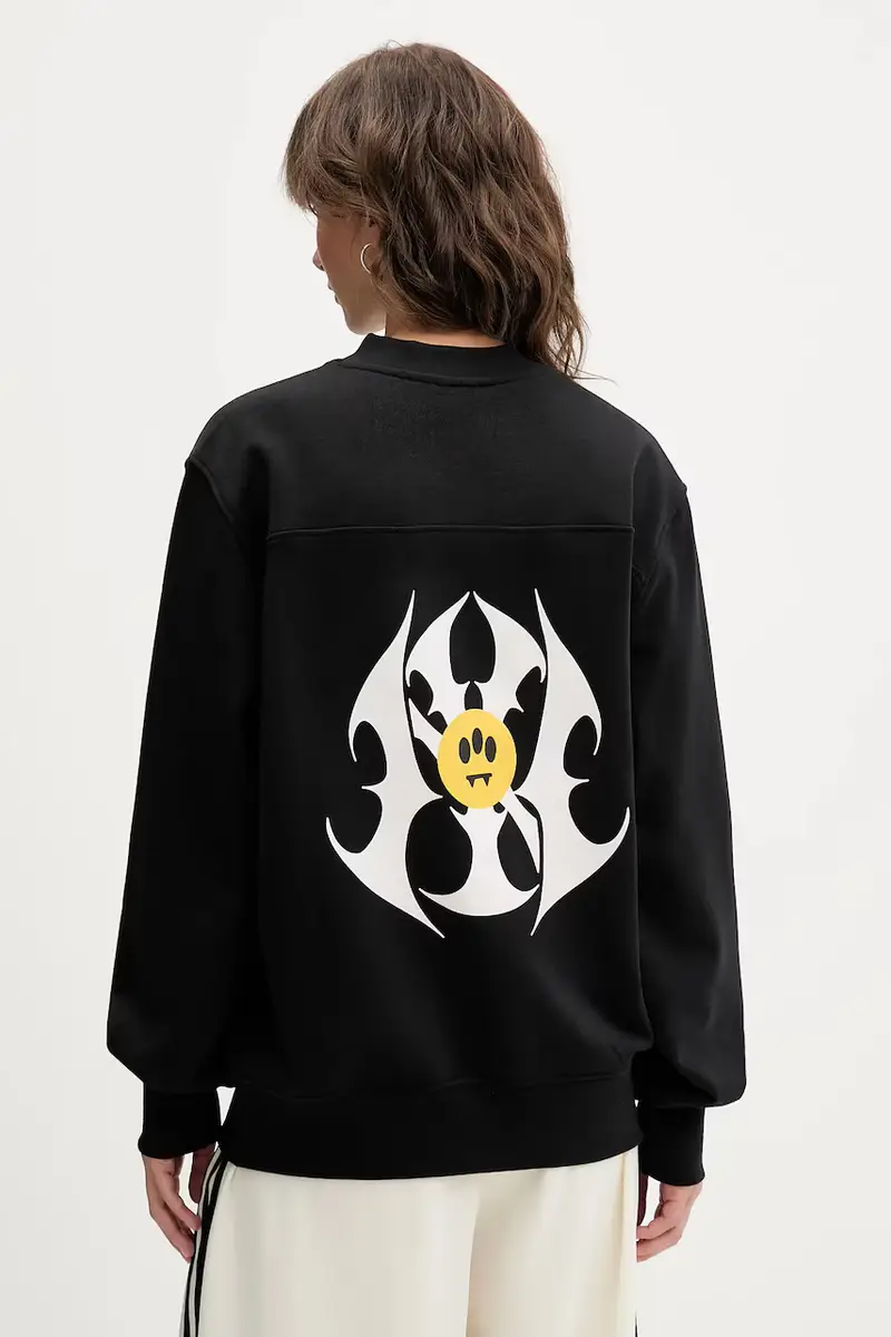 felpa in cotone colore nero con cappuccio F5BWUASW042 miniatura 3